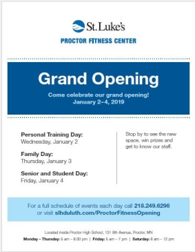Proctor Fitness Center Grand Opening Flyer